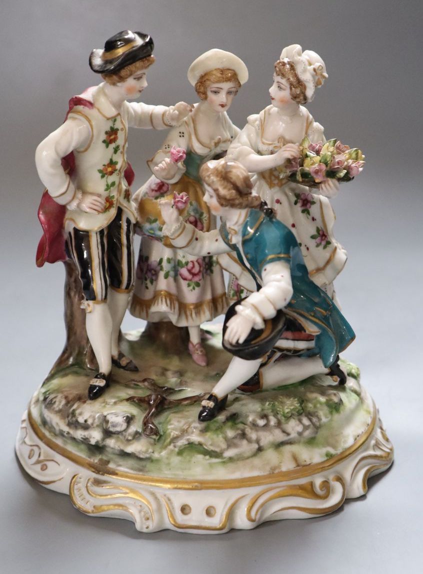 A German porcelain group, height 18cm